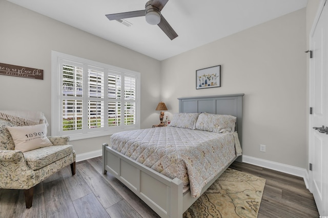1413 Cottage Cove Cir N, Myrtle Beach, SC 29582 - bedroom featuring dark wood-style floors and a ceiling fan