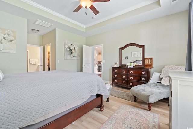 308 Firenze Loop, Myrtle Beach, SC 29579 - bedroom with light wood-style flooring, ornamental molding, and a ceiling fan