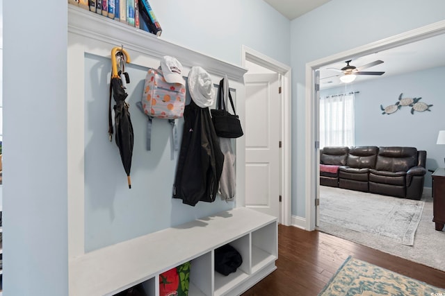 308 Firenze Loop, Myrtle Beach, SC 29579 - mudroom with dark wood-style flooring and ceiling fan