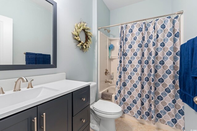 308 Firenze Loop, Myrtle Beach, SC 29579 - bathroom featuring vanity, shower / tub combo with curtain, and tile patterned flooring