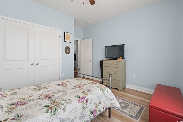 308 Firenze Loop, Myrtle Beach, SC 29579 - bedroom with a closet, wood finished floors, and a ceiling fan