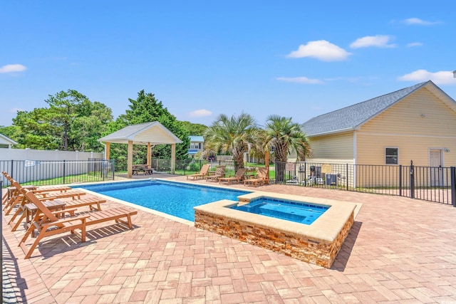 4806 S Ocean Blvd, Surfside Beach, SC 29575 - view of swimming pool with a gazebo, a patio area, and a pool with connected hot tub