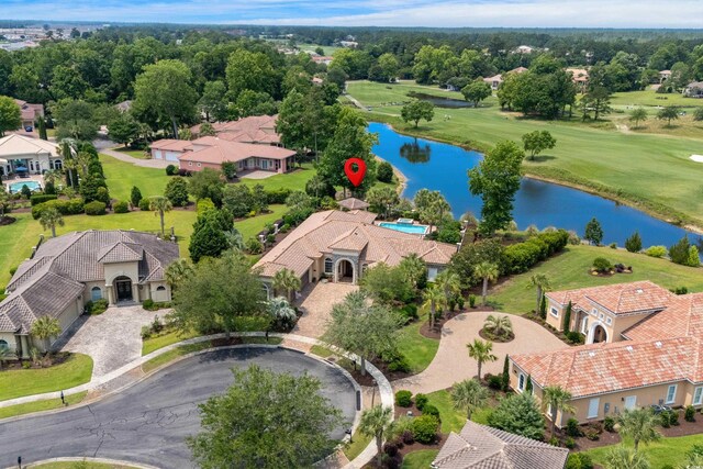 9737 Catalonia Ct, Myrtle Beach, SC 29579 - aerial perspective of suburban area with a large body of water and a local golf course