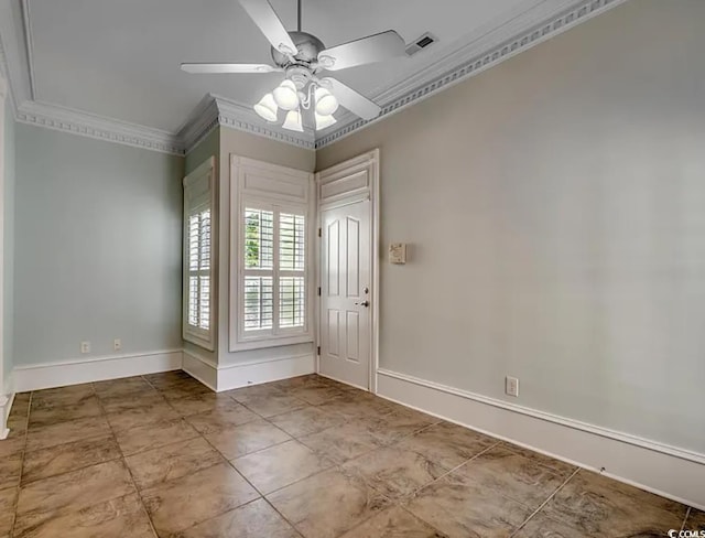 1613 James Island Ave, North Myrtle Beach, SC 29582 - unfurnished room featuring crown molding and a ceiling fan