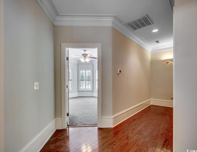 1613 James Island Ave, North Myrtle Beach, SC 29582 - corridor with crown molding and wood finished floors