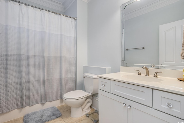 1613 James Island Ave, North Myrtle Beach, SC 29582 - bathroom featuring ornamental molding, vanity, and tile patterned flooring