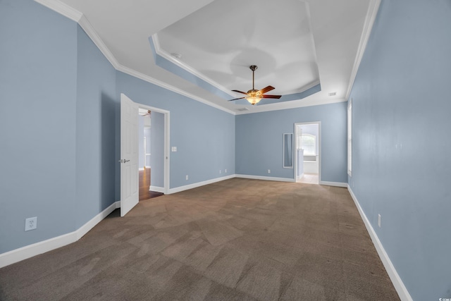 760 Carolina Farms Blvd, Myrtle Beach, SC 29579 - empty room with a raised ceiling, ceiling fan, ornamental molding, and carpet flooring