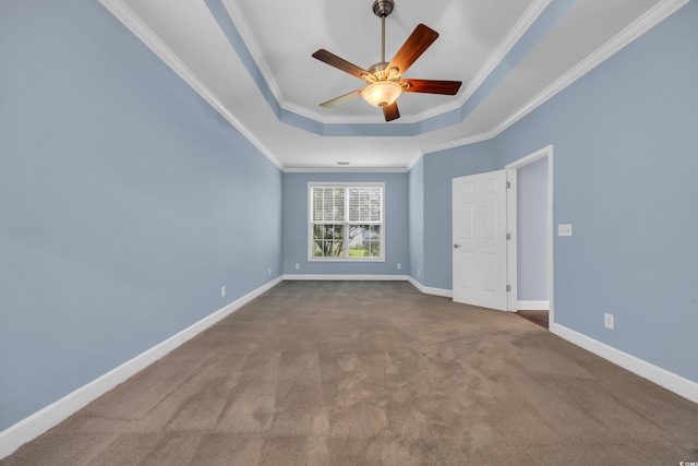 760 Carolina Farms Blvd, Myrtle Beach, SC 29579 - carpeted spare room featuring a raised ceiling, ornamental molding, and ceiling fan
