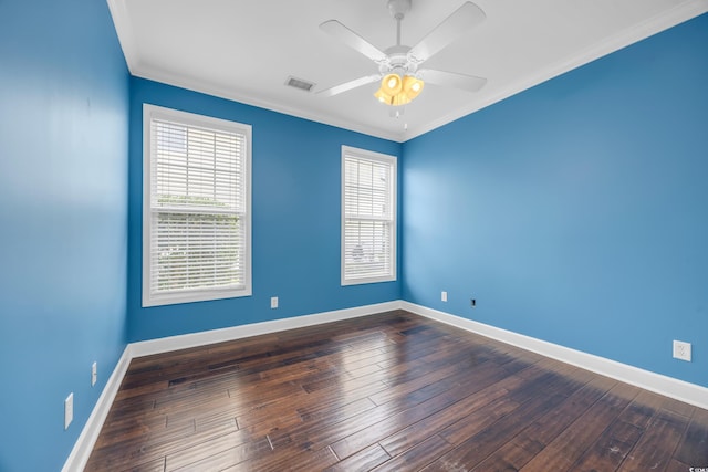 760 Carolina Farms Blvd, Myrtle Beach, SC 29579 - unfurnished room featuring ornamental molding, ceiling fan, and dark wood-style floors