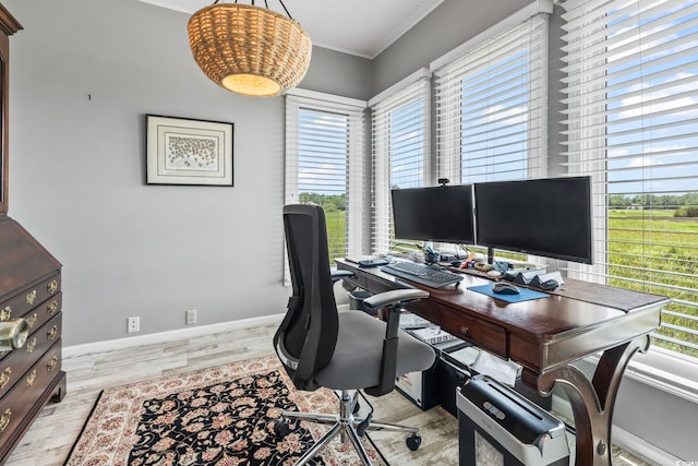 1663 Harbor Dr, North Myrtle Beach, SC 29582 - home office featuring light wood-style flooring and baseboards
