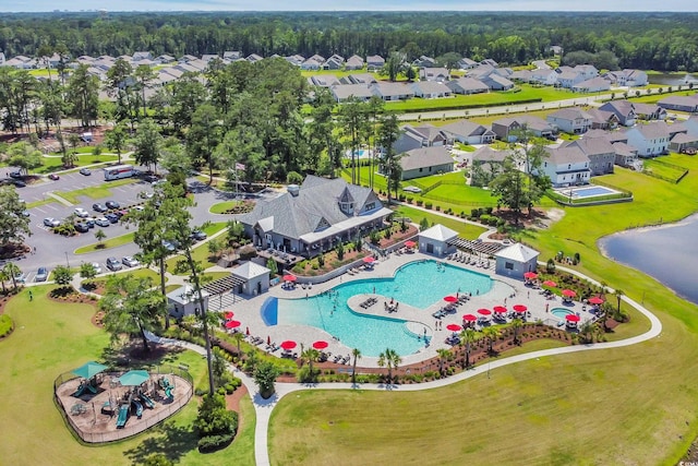 1520 Jardine Loop, Little River, SC 29566 - aerial perspective of suburban area with a pool and a nearby body of water