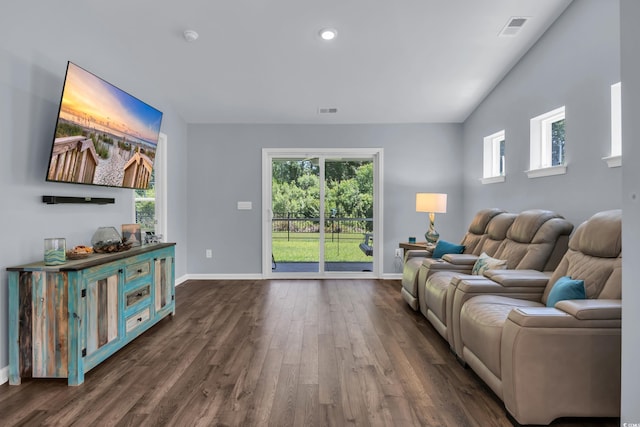 1520 Jardine Loop, Little River, SC 29566 - living room featuring dark wood-style flooring and recessed lighting