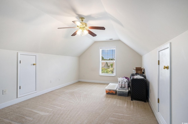 364 Vesta Dr, Myrtle Beach, SC 29579 - additional living space featuring vaulted ceiling, ceiling fan, and light colored carpet