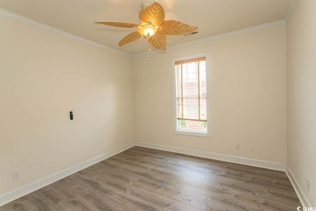 413 Sea Vista Ln, North Myrtle Beach, SC 29582 - spare room with ornamental molding, wood finished floors, and a ceiling fan