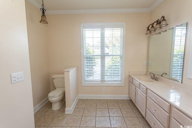 413 Sea Vista Ln, North Myrtle Beach, SC 29582 - bathroom with ornamental molding, vanity, and tile patterned floors