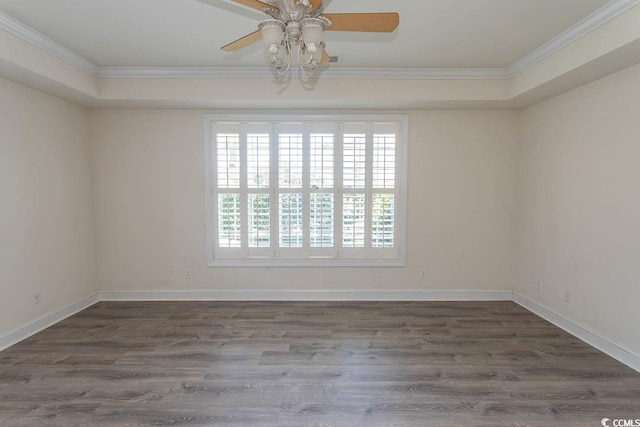 413 Sea Vista Ln, North Myrtle Beach, SC 29582 - unfurnished room featuring ornamental molding, wood finished floors, and a ceiling fan