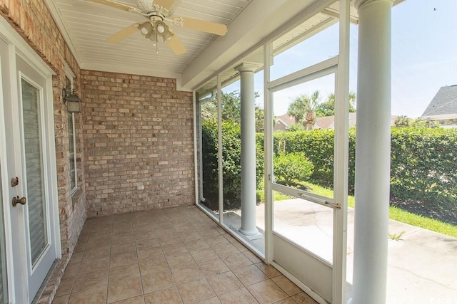 413 Sea Vista Ln, North Myrtle Beach, SC 29582 - unfurnished sunroom featuring ceiling fan