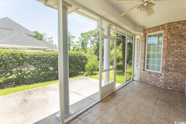 413 Sea Vista Ln, North Myrtle Beach, SC 29582 - unfurnished sunroom featuring ceiling fan