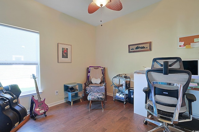 232 Angel Wing Dr, Myrtle Beach, SC 29588 - office space featuring ceiling fan and dark wood finished floors
