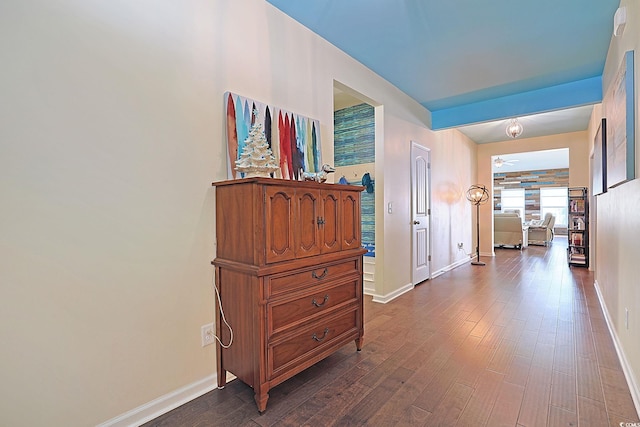 232 Angel Wing Dr, Myrtle Beach, SC 29588 - hall featuring baseboards and dark wood-type flooring