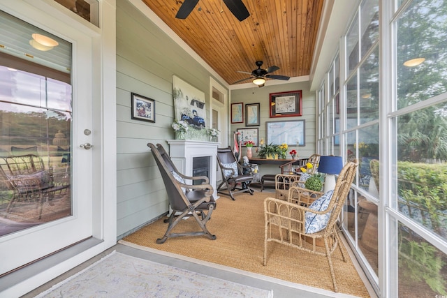 124 Turtle Creek Dr, Pawleys Island, SC 29585 - sunroom / solarium with wooden ceiling, healthy amount of natural light, and wood walls