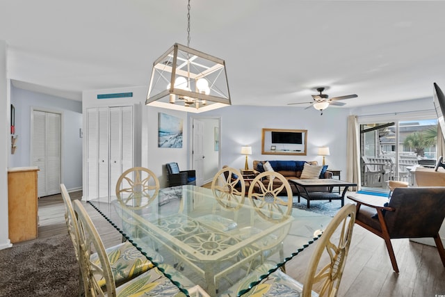 1217 S Ocean Blvd Unit 5, Surfside Beach, SC 29575 - dining room featuring wood finished floors and ceiling fan
