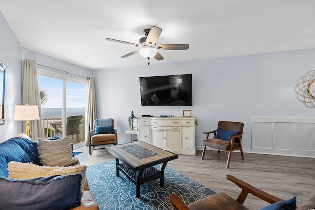 1217 S Ocean Blvd Unit 5, Surfside Beach, SC 29575 - living room with a ceiling fan and wood finished floors