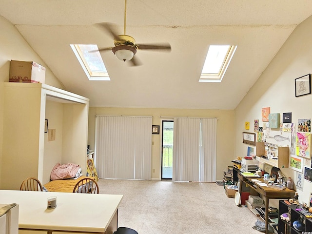500 Fairway Village Dr Unit 9-K, Myrtle Beach, SC 29588 - carpeted office with a skylight, lofted ceiling, and ceiling fan