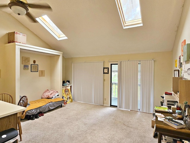 500 Fairway Village Dr Unit 9-K, Myrtle Beach, SC 29588 - carpeted bedroom featuring a skylight, lofted ceiling, and access to outside