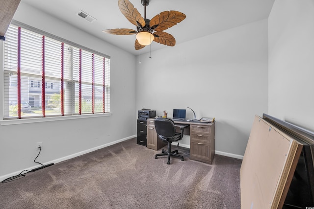 2882 Ophelia Way, Myrtle Beach, SC 29577 - office area featuring ceiling fan and carpet flooring
