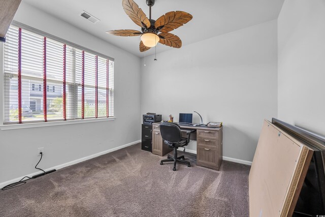 2882 Ophelia Way, Myrtle Beach, SC 29577 - carpeted office featuring ceiling fan and baseboards
