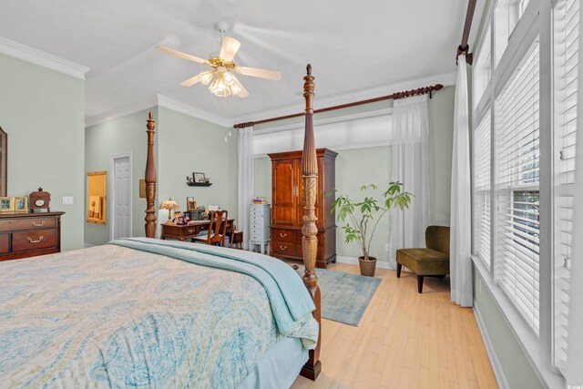 139 Olde Canal Loop, Pawleys Island, SC 29585 - bedroom featuring light wood-style flooring, crown molding, and a ceiling fan