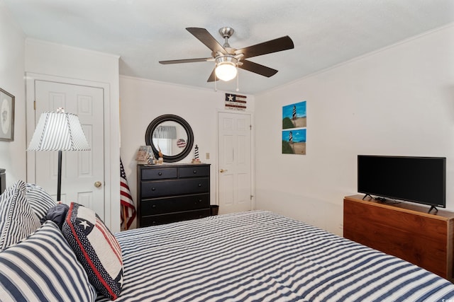 3307 Nixon St, North Myrtle Beach, SC 29582 - bedroom with ceiling fan and ornamental molding