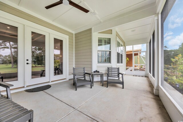 1024 Pochard Dr, Conway, SC 29526 - sunroom with french doors and ceiling fan