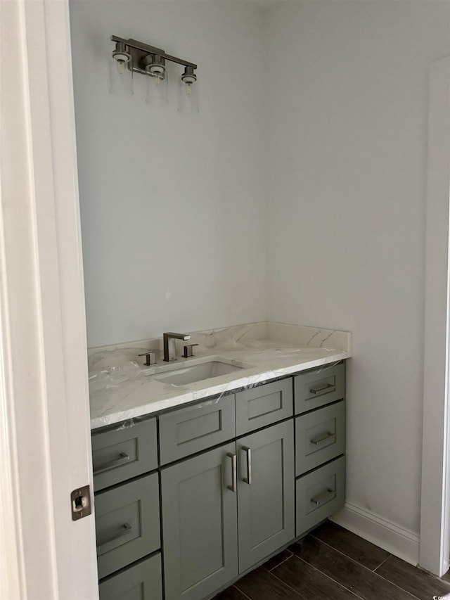 2075 Lees Landing Cir, Conway, SC 29526 - bathroom featuring vanity and wood tiled floors