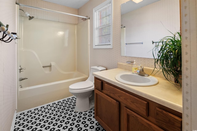 1145 Forest Dr, North Myrtle Beach, SC 29582 - full bathroom featuring wallpapered walls, vanity, and shower / bathtub combination