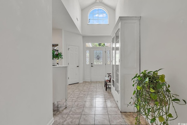 1208 Trisail Ln, North Myrtle Beach, SC 29582 - foyer entrance with high vaulted ceiling and light tile patterned flooring