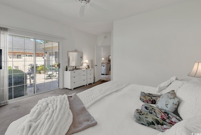 1208 Trisail Ln, North Myrtle Beach, SC 29582 - carpeted bedroom with access to outside and ceiling fan