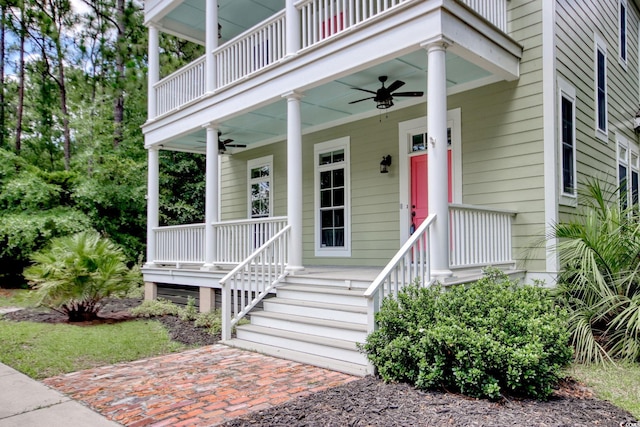 55 Pineberry Dr, Georgetown, SC 29440 - doorway to property featuring a ceiling fan and a balcony