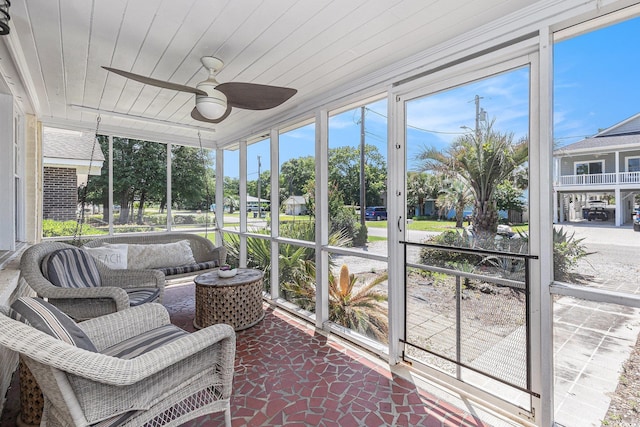 1416 Edge Dr, North Myrtle Beach, SC 29582 - sunroom / solarium featuring a ceiling fan