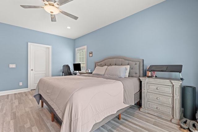 2885 Desert Rose St, Little River, SC 29566 - bedroom featuring light wood-type flooring, ceiling fan, and recessed lighting