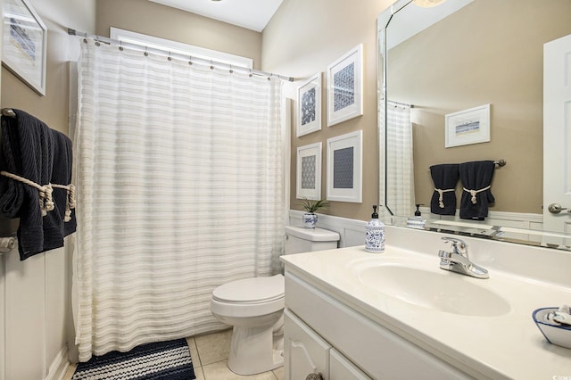 388 Sea Turtle Dr, Myrtle Beach, SC 29588 - bathroom with vanity, tile patterned floors, and curtained shower