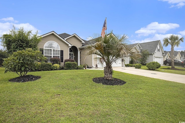 388 Sea Turtle Dr, Myrtle Beach, SC 29588 - view of front of house with concrete driveway, a garage, and a front lawn