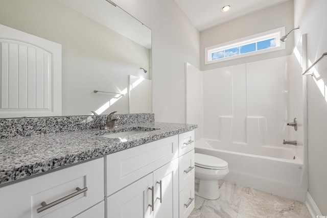 369 Log Cabin Rd, Loris, SC 29569 - bathroom featuring vanity,  shower combination, and marble finish floors