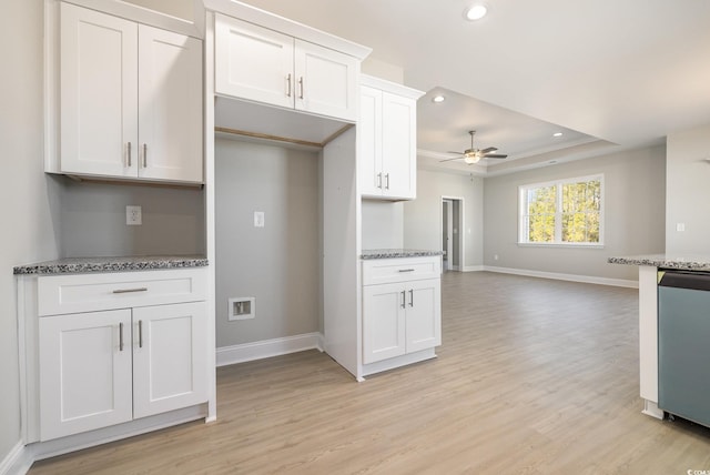 369 Log Cabin Rd, Loris, SC 29569 - kitchen featuring dishwasher, a ceiling fan, recessed lighting, light wood-style floors, and open floor plan