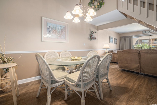 5505 N Ocean Blvd Unit 303, Myrtle Beach, SC 29577 - dining area with wood finished floors and a chandelier