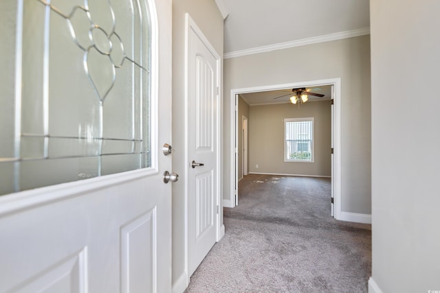628 Lake Estates Ct, Conway, SC 29526 - corridor featuring carpet flooring and ornamental molding