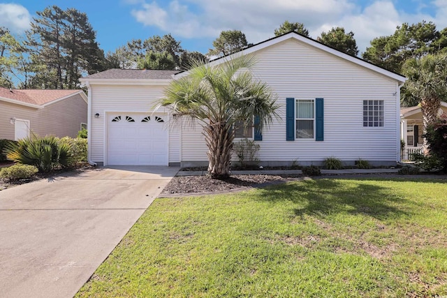628 Lake Estates Ct, Conway, SC 29526 - ranch-style house featuring a garage, concrete driveway, and a front lawn