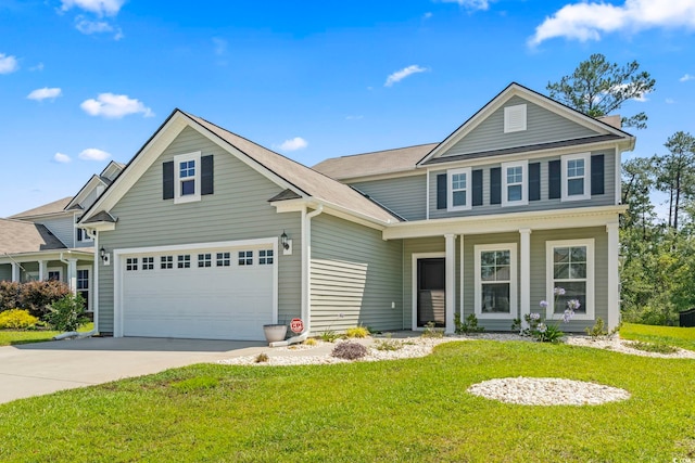 597 Heritage Downs Dr, Conway, SC 29526 - traditional-style home with driveway, a front lawn, and covered porch