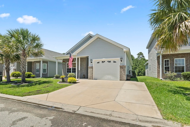 236 Palm Cove Cir, Myrtle Beach, SC 29588 - ranch-style home featuring brick siding, an attached garage, a front lawn, and driveway
